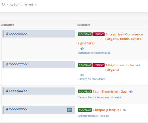 Les saisies récentes