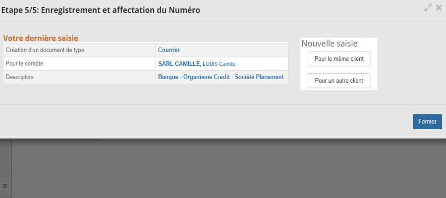 Enregistrement et affectation du Numéro