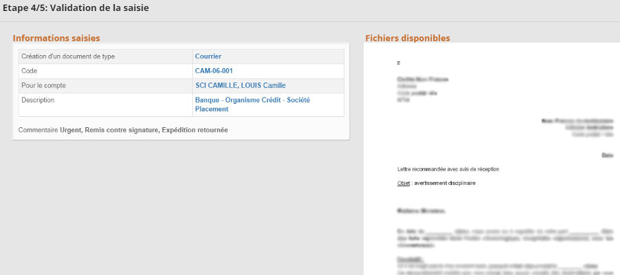 Validation de la saisie
